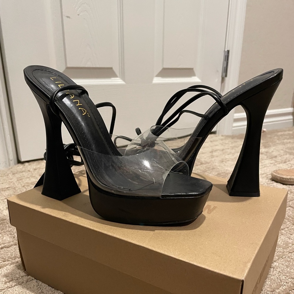 Lace Up Black Heels